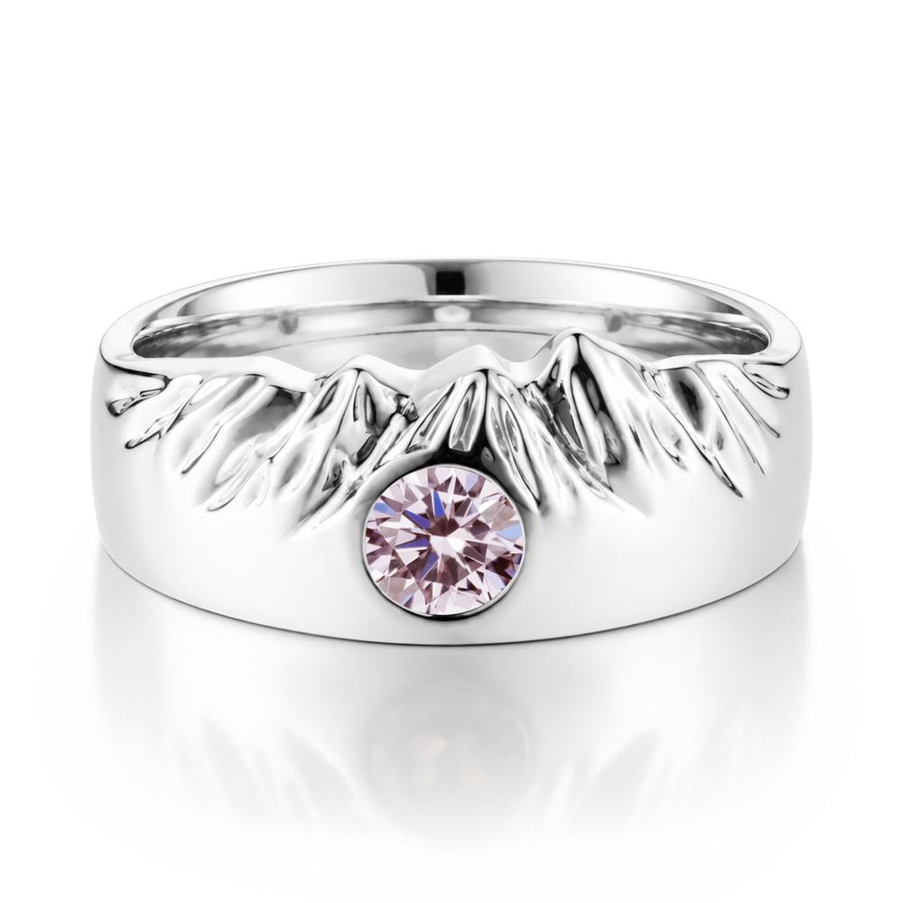 Men's Wide Band Emerald Ring - LUO Jewelry #gemstone_Pink Cubic Zirconia