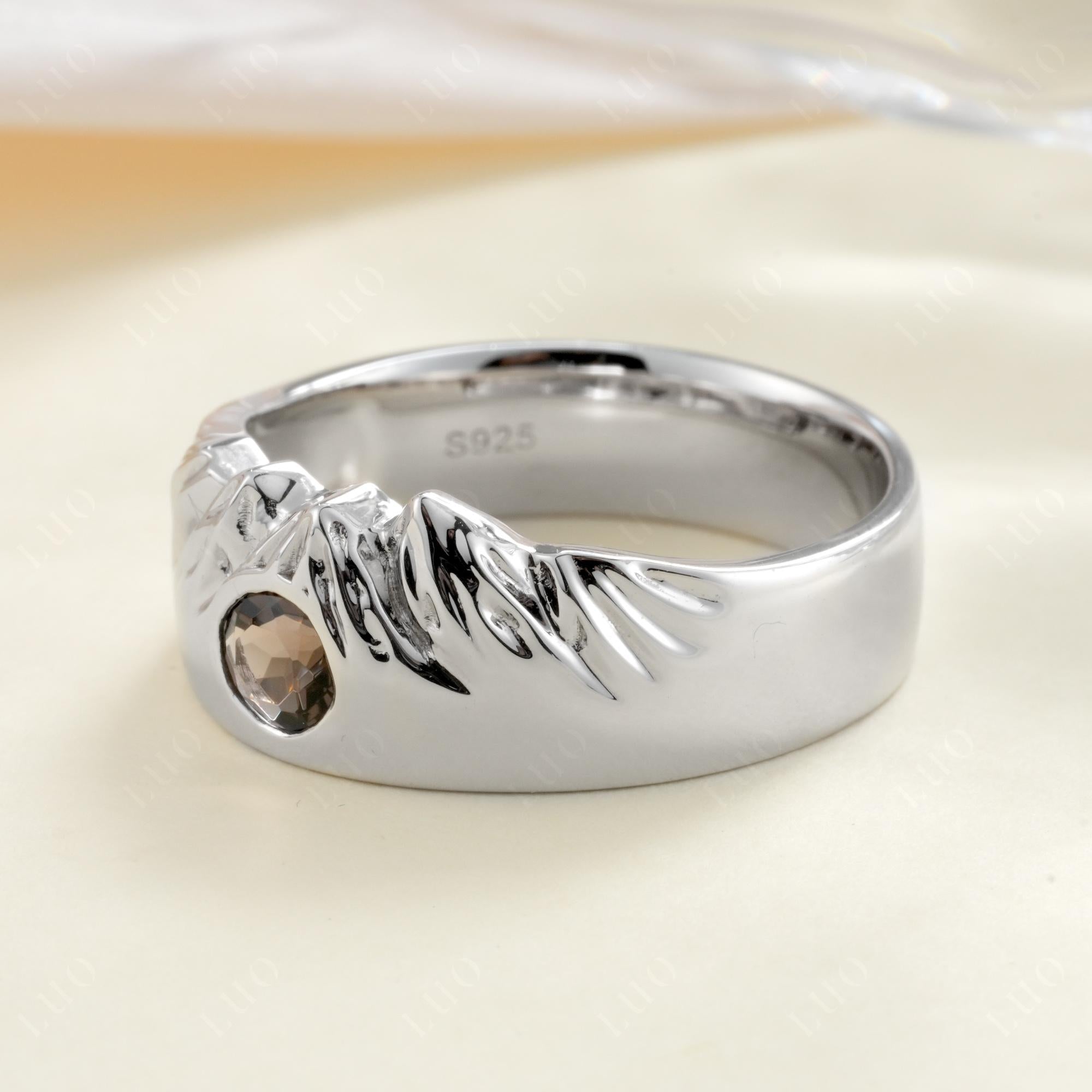 Men's Wide Band Emerald Ring - LUO Jewelry #gemstone_Smoky Quartz