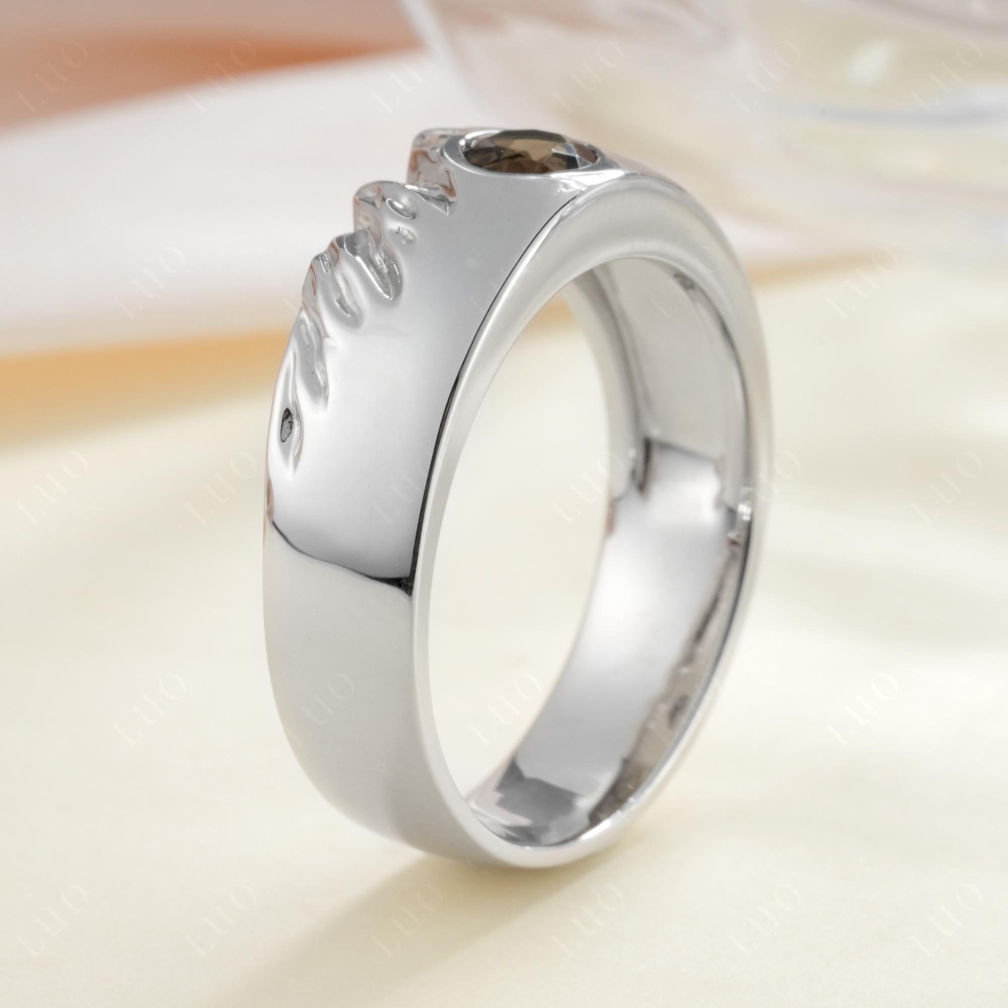 Men's Wide Band Emerald Ring - LUO Jewelry #gemstone_Smoky Quartz