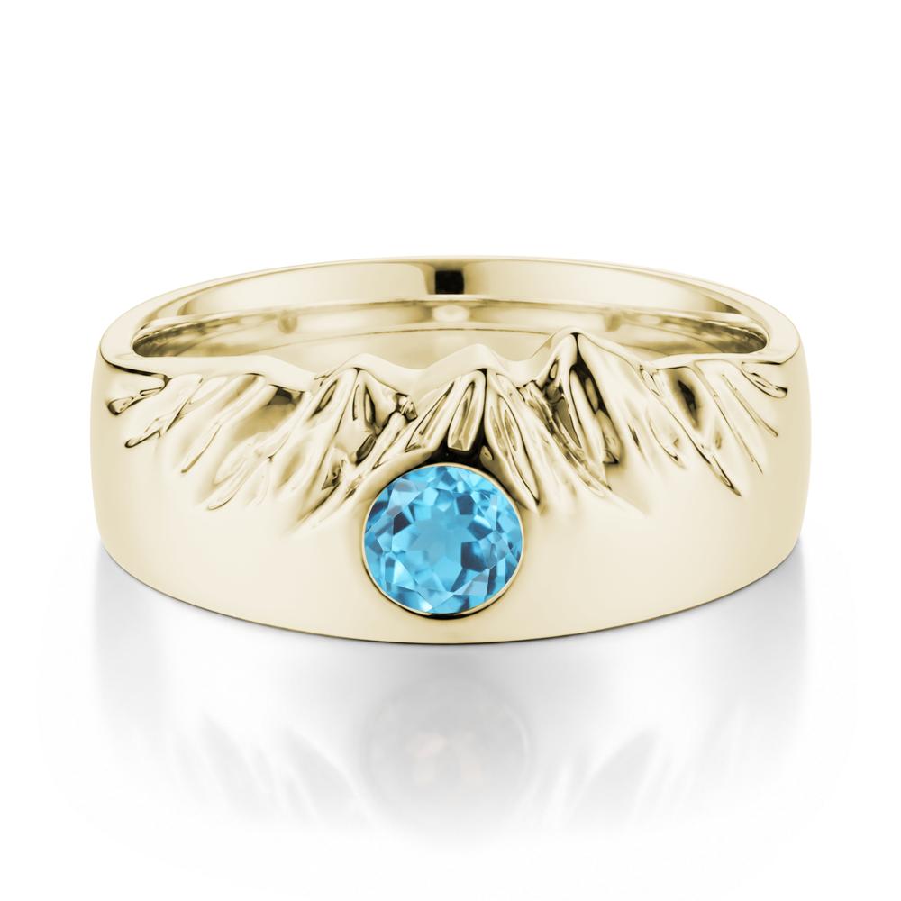 Men's Wide Band Emerald Ring - LUO Jewelry #gemstone_Swiss Blue Topaz