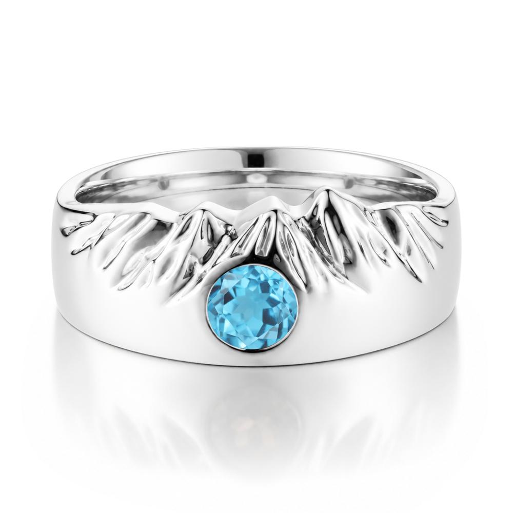 Men's Wide Band Emerald Ring - LUO Jewelry #gemstone_Swiss Blue Topaz