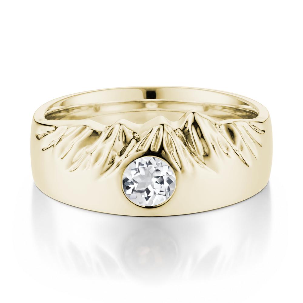 Men's Wide Band Emerald Ring - LUO Jewelry #gemstone_White Topaz