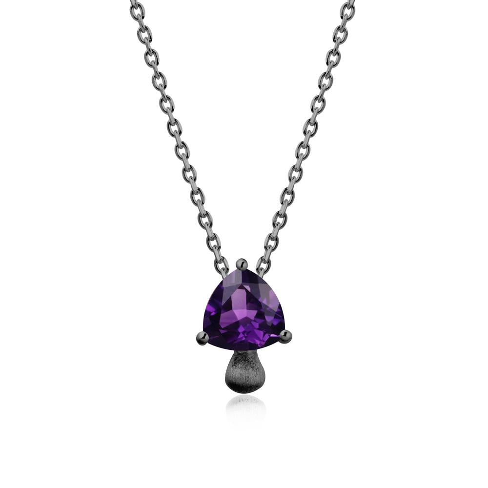 Trillion Cut Amethyst Mushroom Necklace - LUO Jewelry #metal_black finish sterling silver