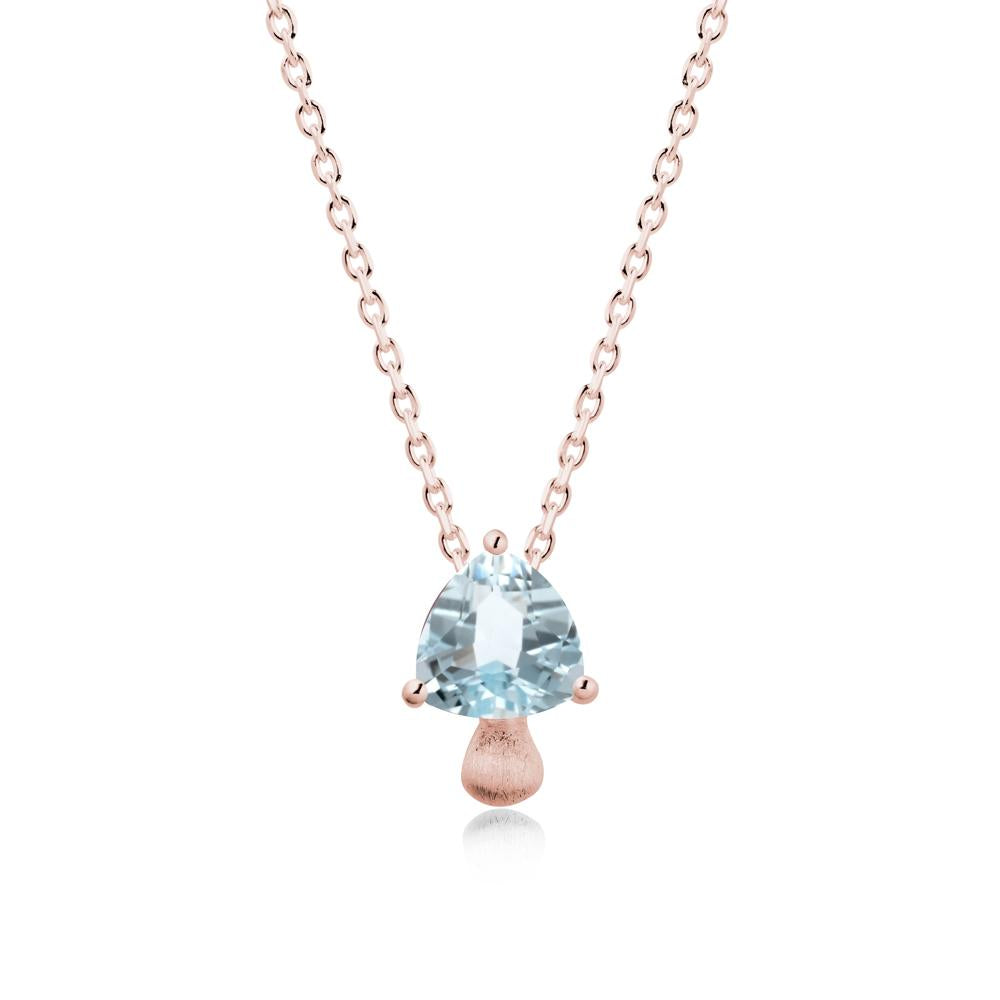 Trillion Cut Aquamarine Mushroom Pendant Necklace - LUO Jewelry #metal_18k rose gold