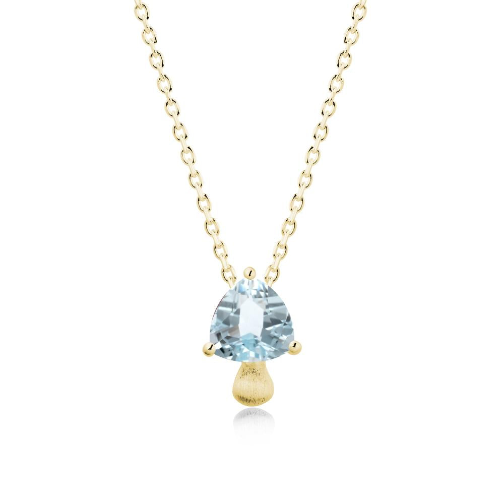 Trillion Cut Aquamarine Mushroom Pendant Necklace - LUO Jewelry #metal_18k yellow gold