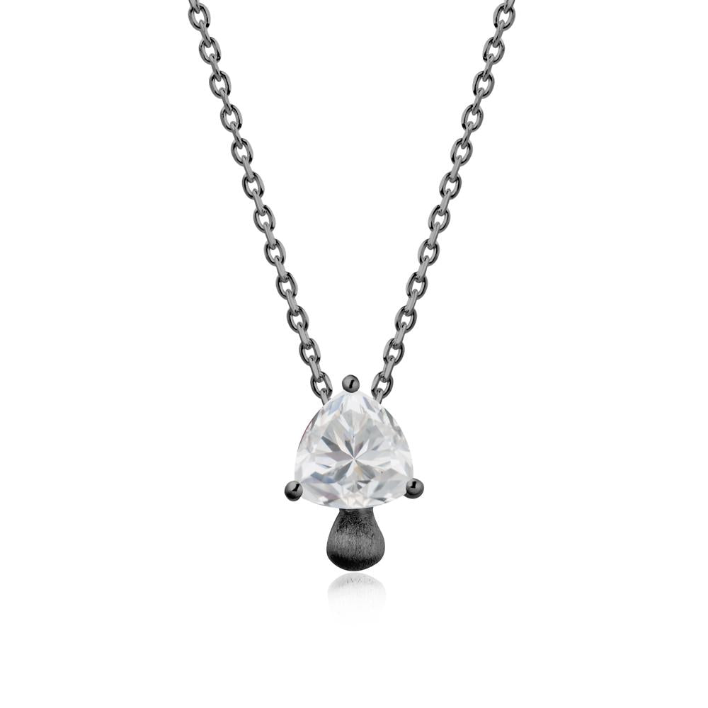 Trillion Cut Cubic Zirconia Mushroom Pendant Necklace - LUO Jewelry #metal_black finish sterling silver