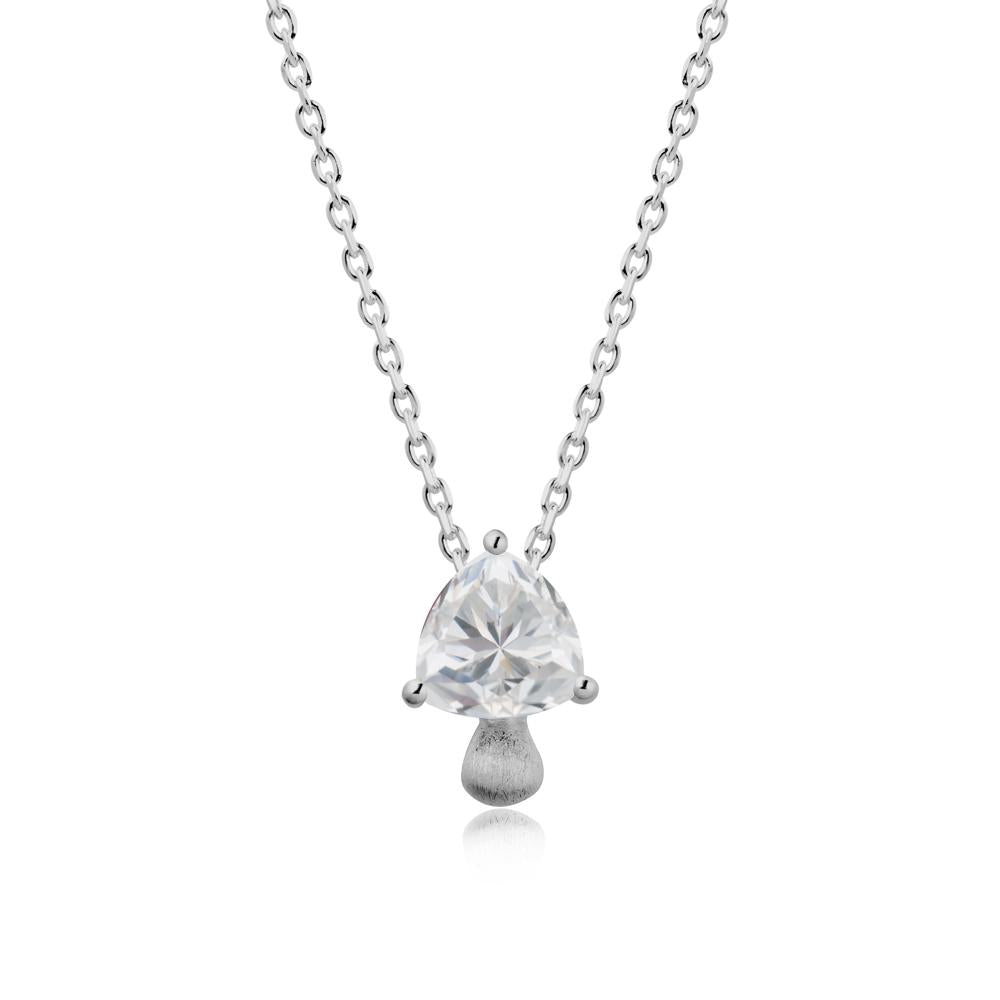 Trillion Cut Cubic Zirconia Mushroom Pendant Necklace - LUO Jewelry #metal_platinum