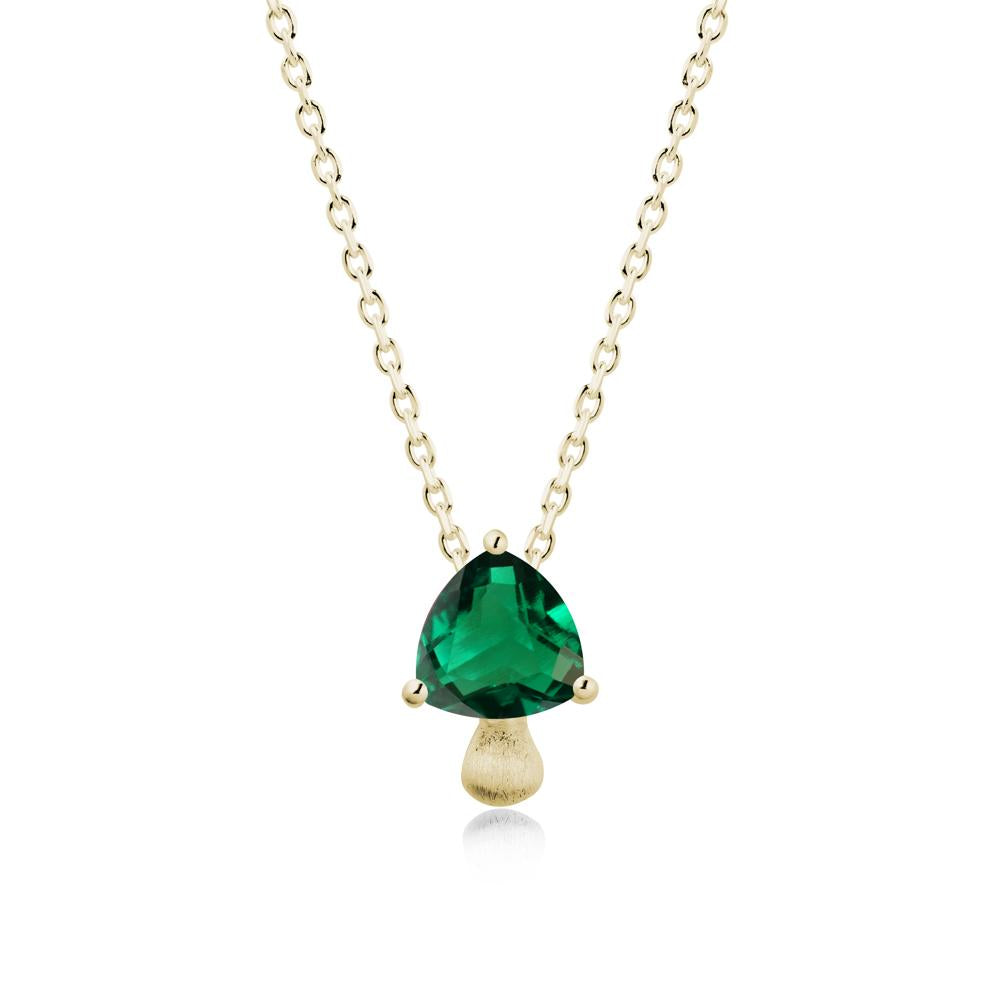 Trillion Cut Emerald Mushroom Necklace - LUO Jewelry #metal_14k yellow gold