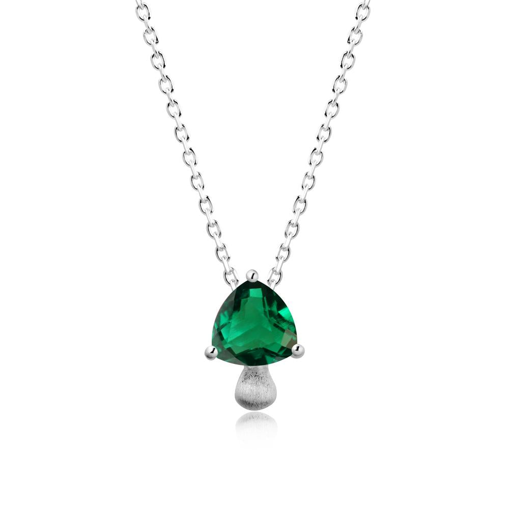 Trillion Cut Emerald Mushroom Necklace - LUO Jewelry #metal_18k white gold