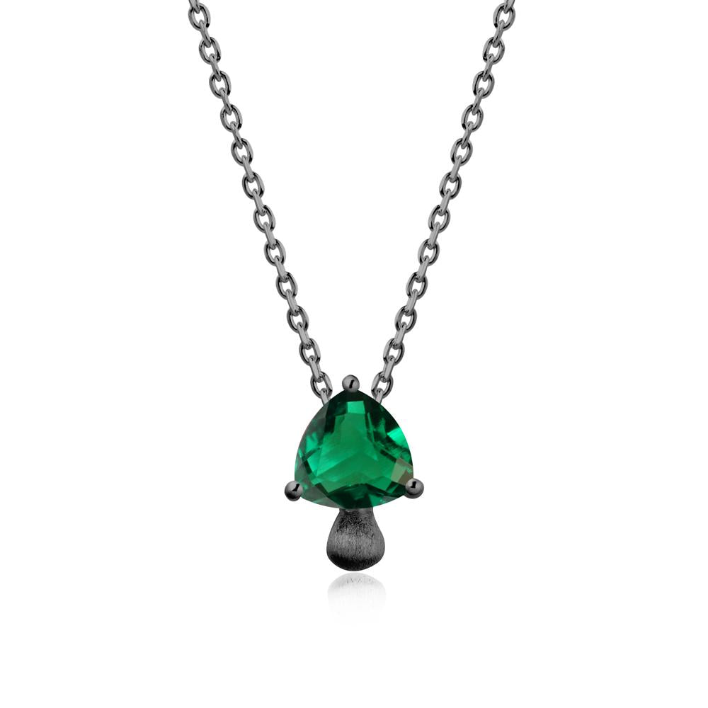 Trillion Cut Emerald Mushroom Necklace - LUO Jewelry #metal_black finish sterling silver