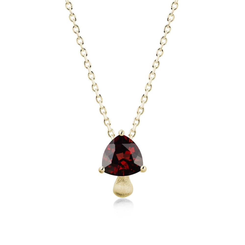 Trillion Cut Garnet Mushroom Pendant Necklace - LUO Jewelry #metal_14k yellow gold