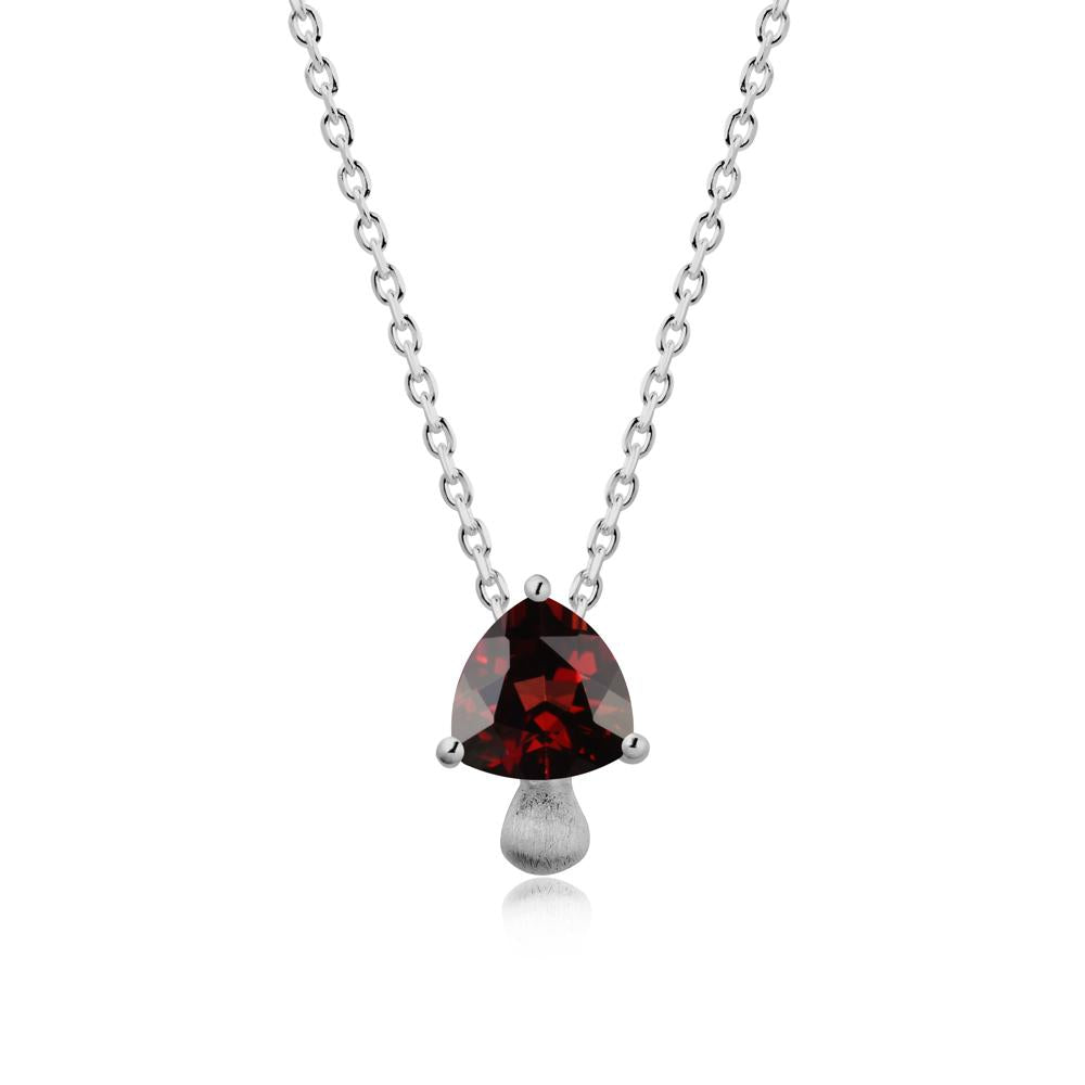 Trillion Cut Garnet Mushroom Pendant Necklace - LUO Jewelry #metal_platinum