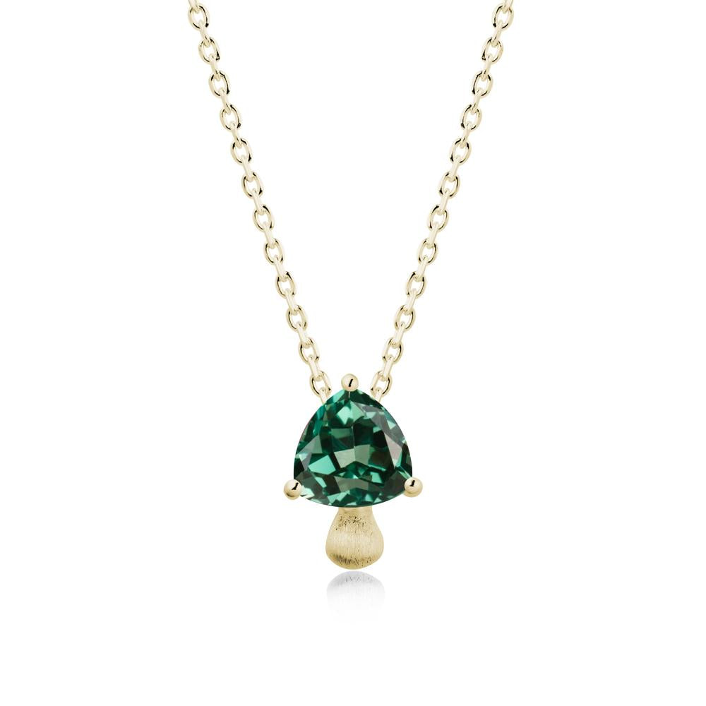 Trillion Cut Green Sapphire Mushroom Necklace - LUO Jewelry #metal_14k yellow gold