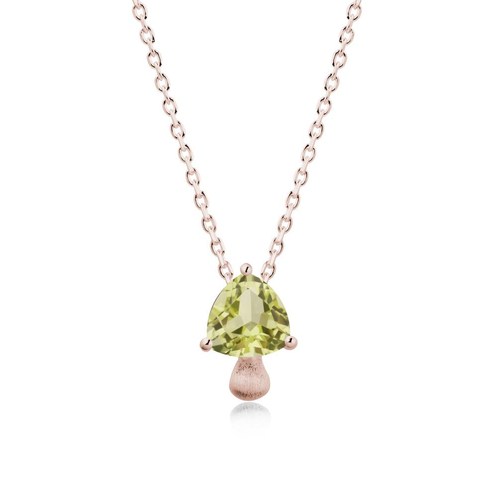 Trillion Cut Lemon Quartz Mushroom Pendant Necklace - LUO Jewelry #metal_14k rose gold