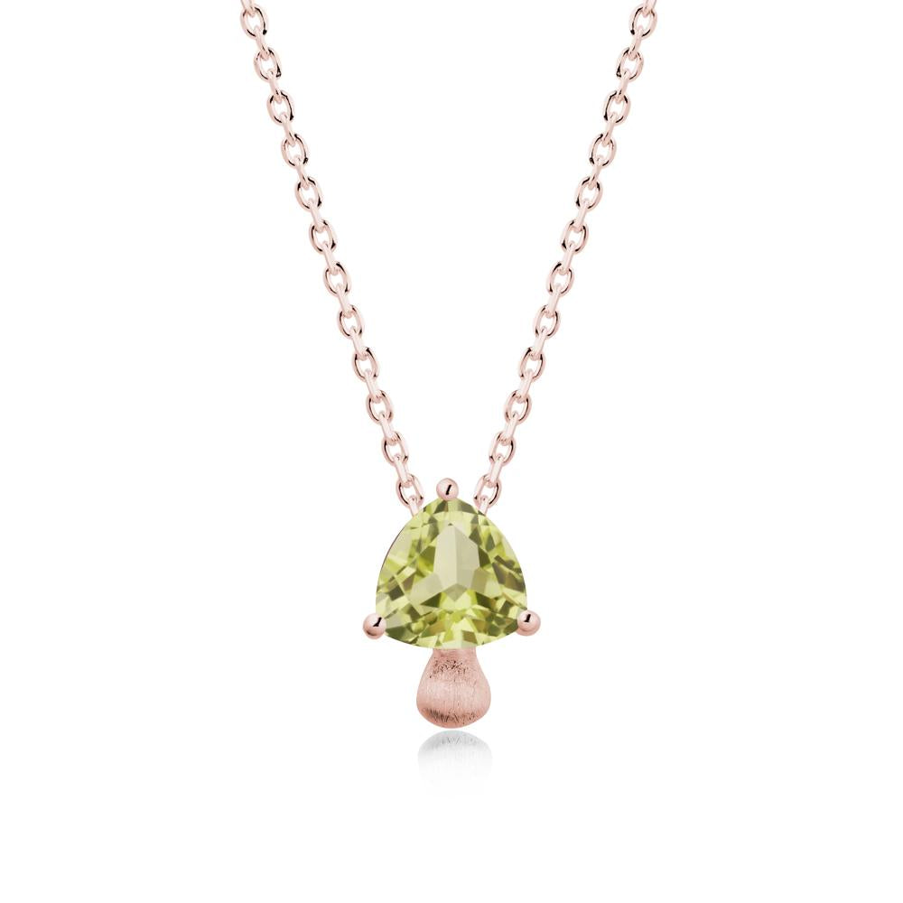 Trillion Cut Lemon Quartz Mushroom Pendant Necklace - LUO Jewelry #metal_18k rose gold
