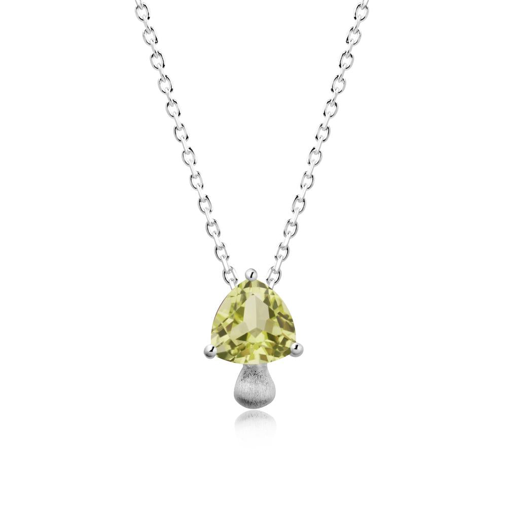 Trillion Cut Lemon Quartz Mushroom Pendant Necklace - LUO Jewelry #metal_18k white gold