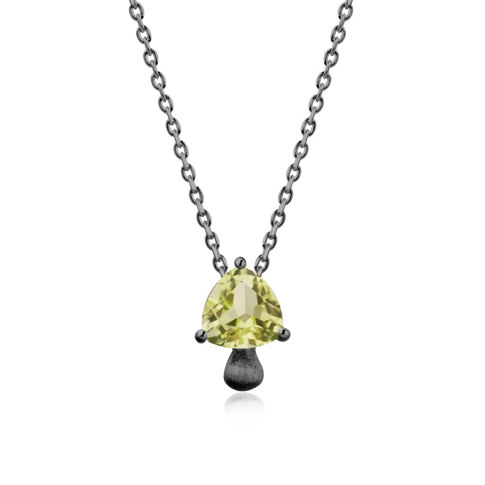 Trillion Cut Lemon Quartz Mushroom Pendant Necklace - LUO Jewelry #metal_black finish sterling silver