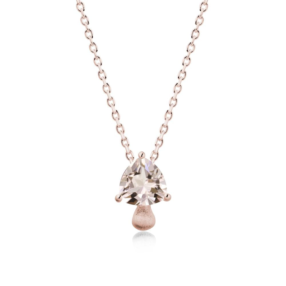 Trillion Cut Morganite Mushroom Pendant Necklace - LUO Jewelry #metal_14k rose gold