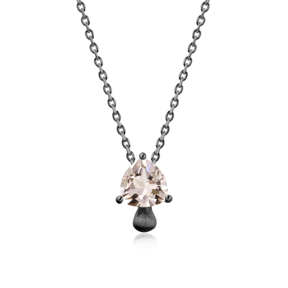 Trillion Cut Morganite Mushroom Pendant Necklace - LUO Jewelry #metal_black finish sterling silver