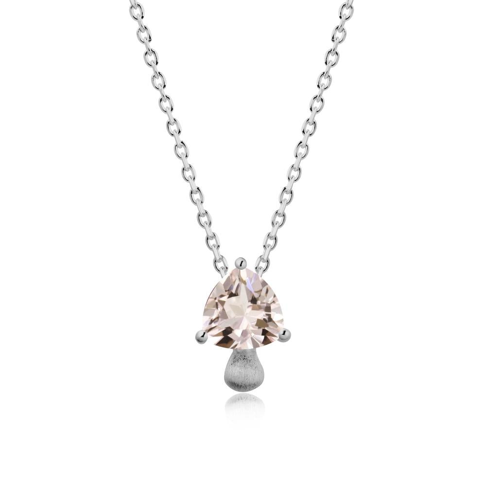 Trillion Cut Morganite Mushroom Pendant Necklace - LUO Jewelry #metal_platinum