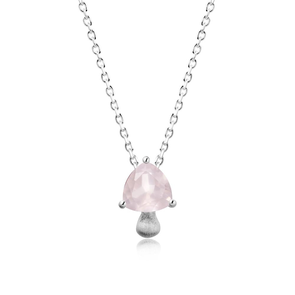 Trillion Cut Rose Quartz Mushroom Necklace - LUO Jewelry #metal_14k white gold
