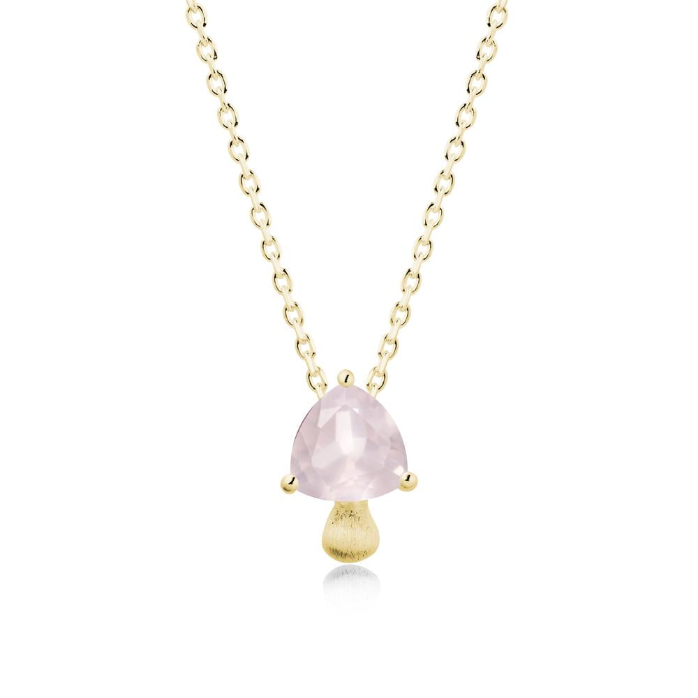 Trillion Cut Rose Quartz Mushroom Necklace - LUO Jewelry #metal_18k yellow gold