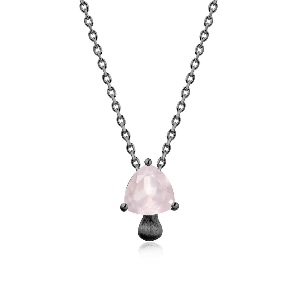 Trillion Cut Rose Quartz Mushroom Necklace - LUO Jewelry #metal_black finish sterling silver