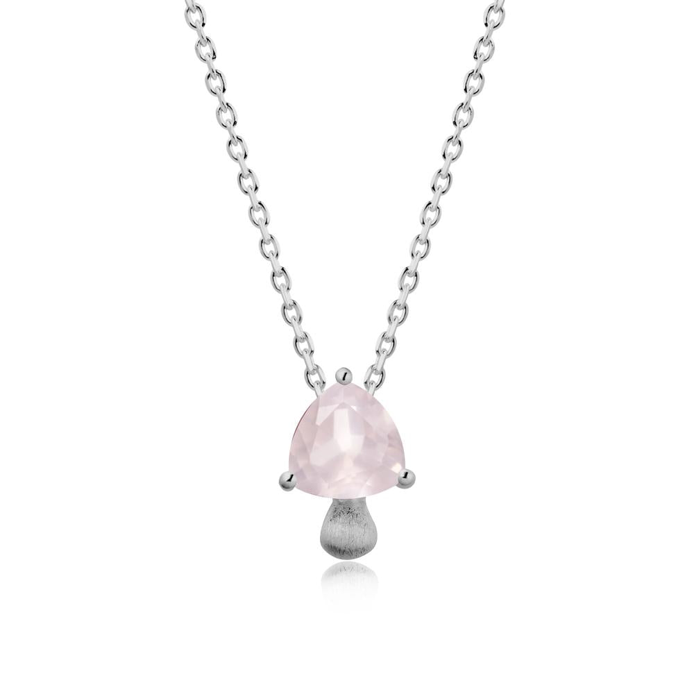 Trillion Cut Rose Quartz Mushroom Necklace - LUO Jewelry #metal_platinum