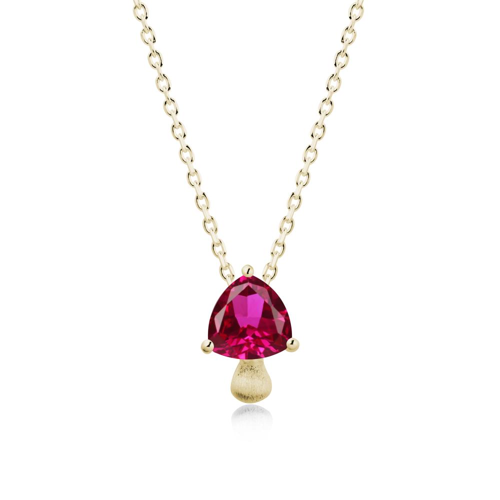 Trillion Cut Ruby Mushroom Pendant Necklace - LUO Jewelry #metal_14k yellow gold