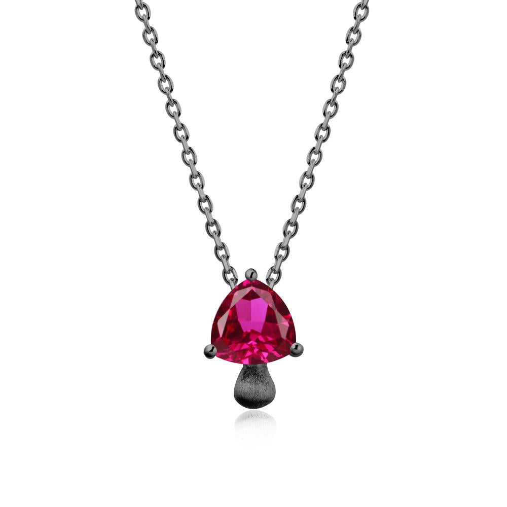 Trillion Cut Ruby Mushroom Pendant Necklace - LUO Jewelry #metal_black finish sterling silver