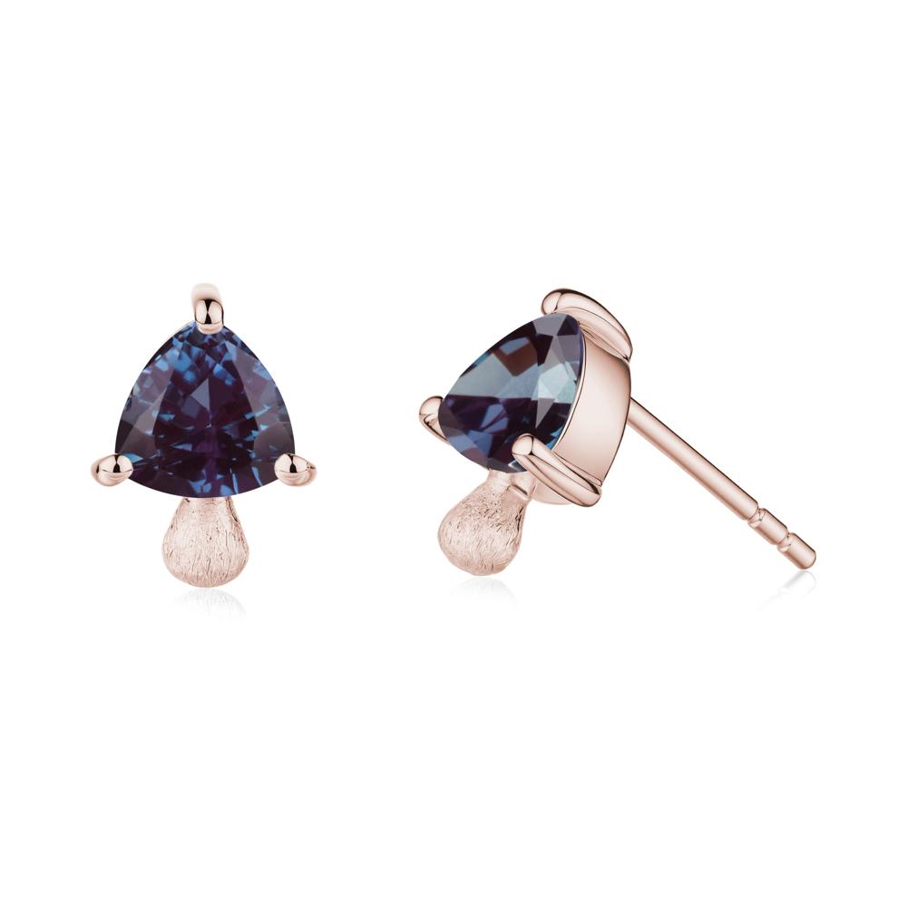 Alexandrite Mini Mushroom Stud Earrings - LUO Jewelry #metal_14k rose gold