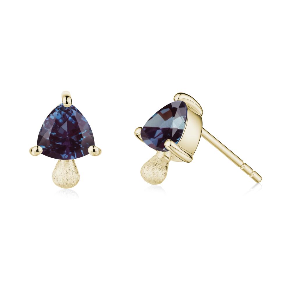 Alexandrite Mini Mushroom Stud Earrings - LUO Jewelry #metal_14k yellow gold
