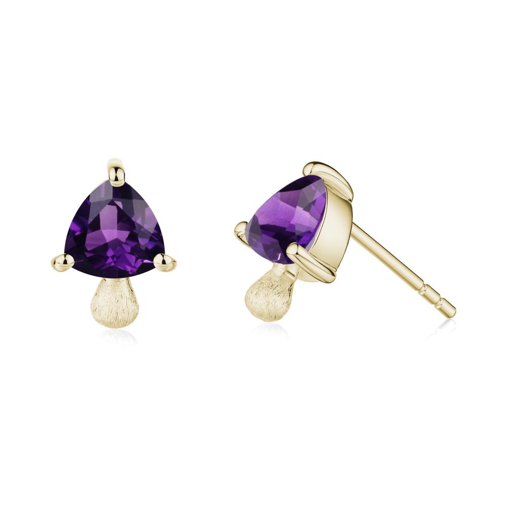 Amethyst Mini Mushroom Stud Earrings - LUO Jewelry #metal_14k yellow gold
