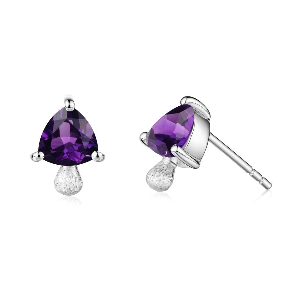 Amethyst Mini Mushroom Stud Earrings - LUO Jewelry #metal_18k white gold