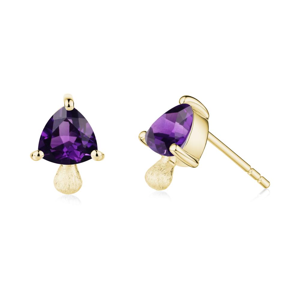 Amethyst Mini Mushroom Stud Earrings - LUO Jewelry #metal_18k yellow gold