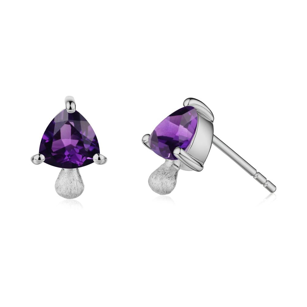 Amethyst Mini Mushroom Stud Earrings - LUO Jewelry #metal_platinum