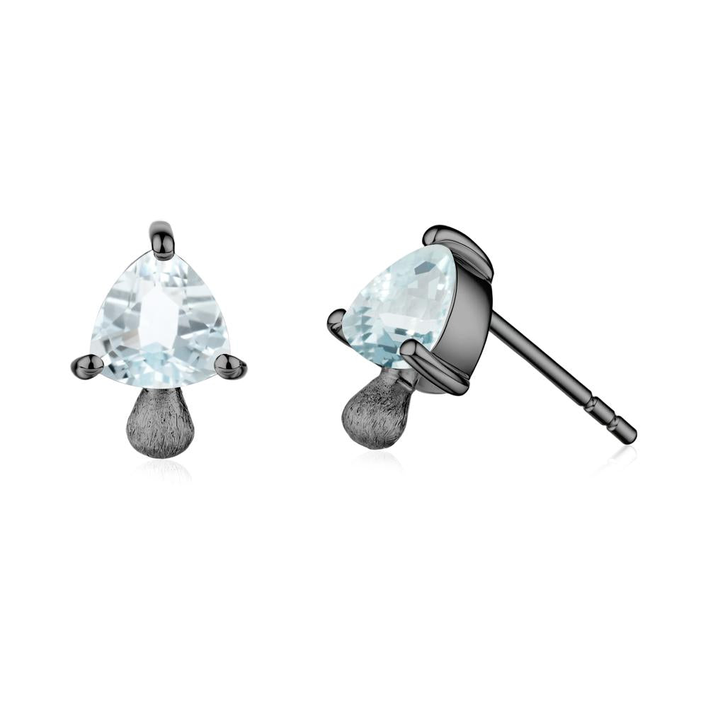 Aquamarine Mini Mushroom Stud Earrings - LUO Jewelry #metal_black finish sterling silver