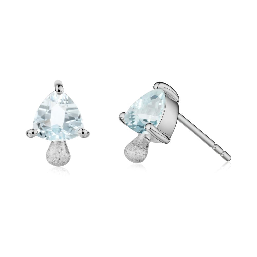 Aquamarine Mini Mushroom Stud Earrings - LUO Jewelry #metal_platinum