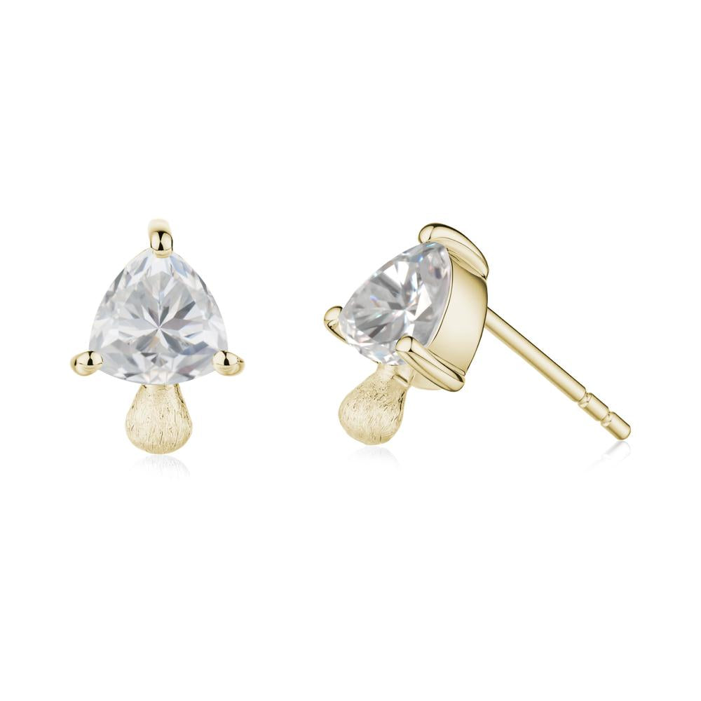 Mushroom Trillion Cut Cubic Zirconia Stud Earrings - LUO Jewelry #metal_14k yellow gold