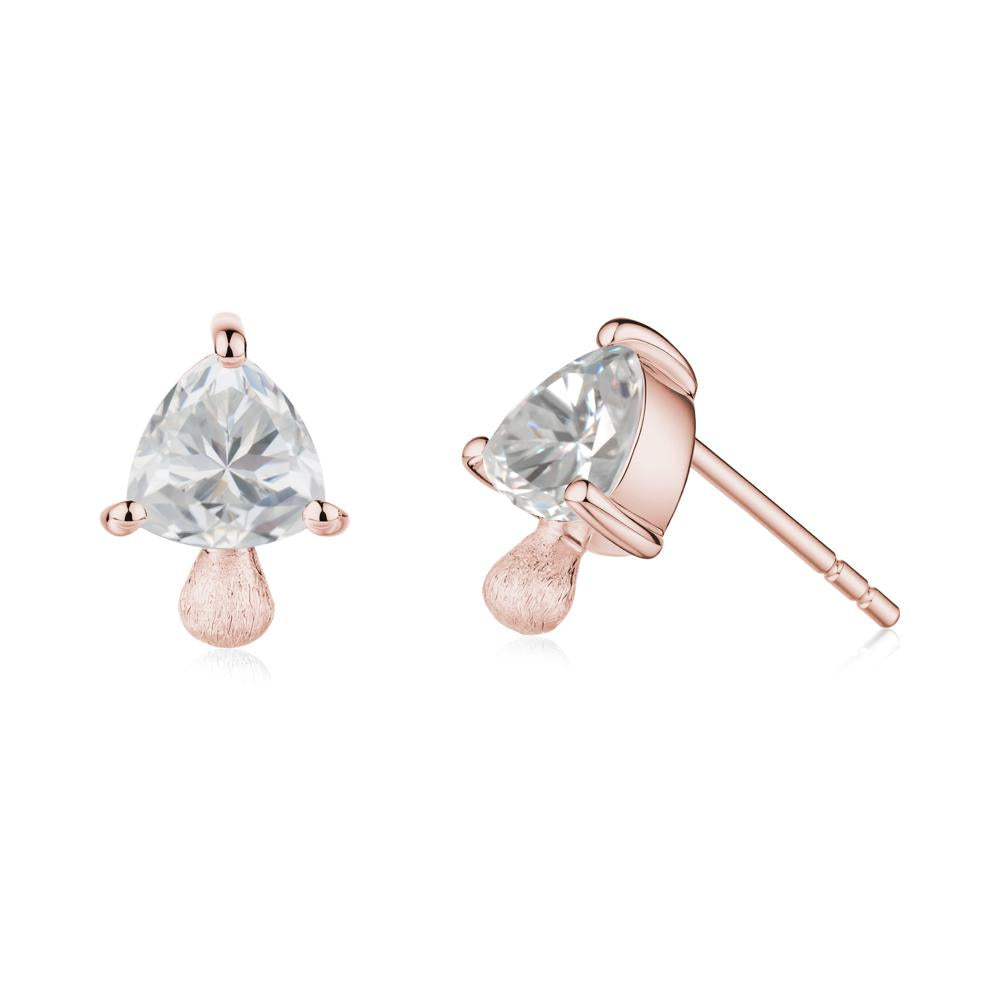Mushroom Trillion Cut Cubic Zirconia Stud Earrings - LUO Jewelry #metal_18k rose gold