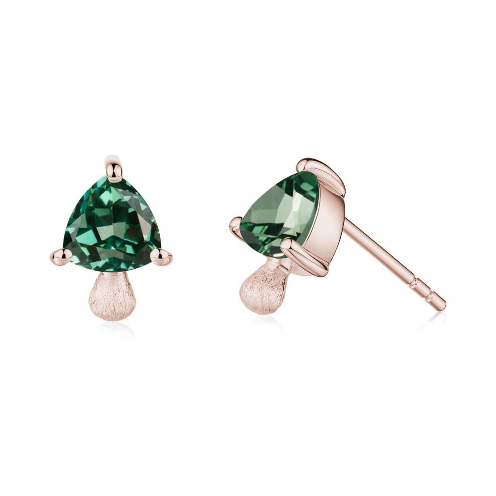 Diopside Mini Mushroom Stud Earrings - LUO Jewelry #metal_14k rose gold