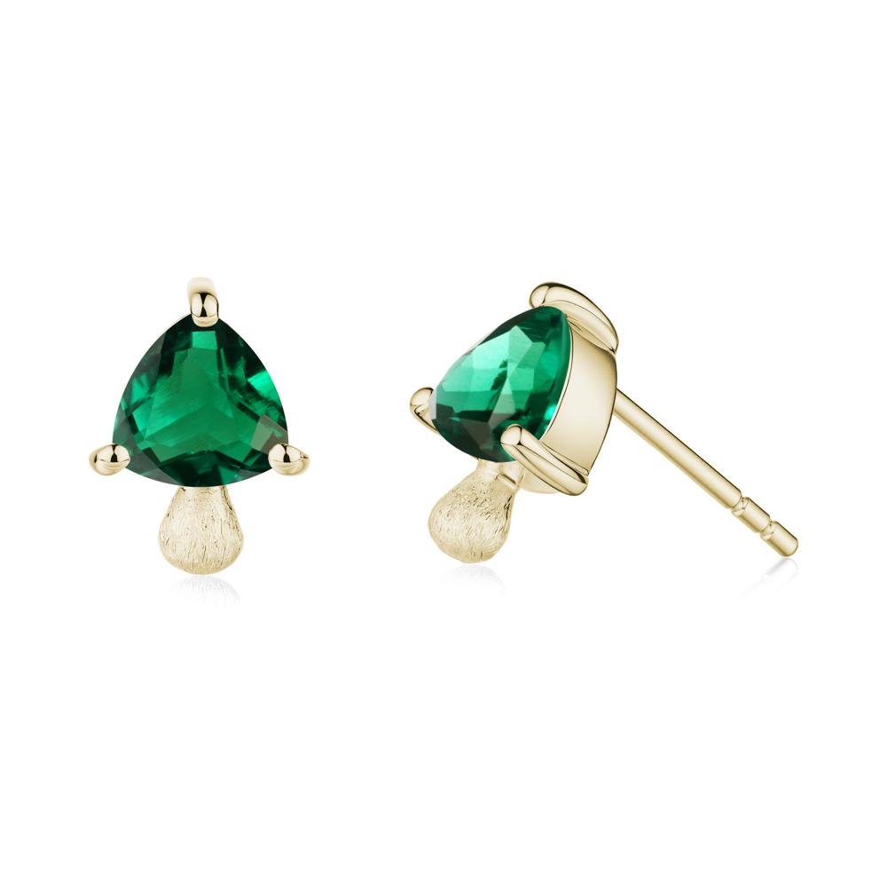 Emerald Mini Mushroom Stud Earrings - LUO Jewelry #metal_14k yellow gold