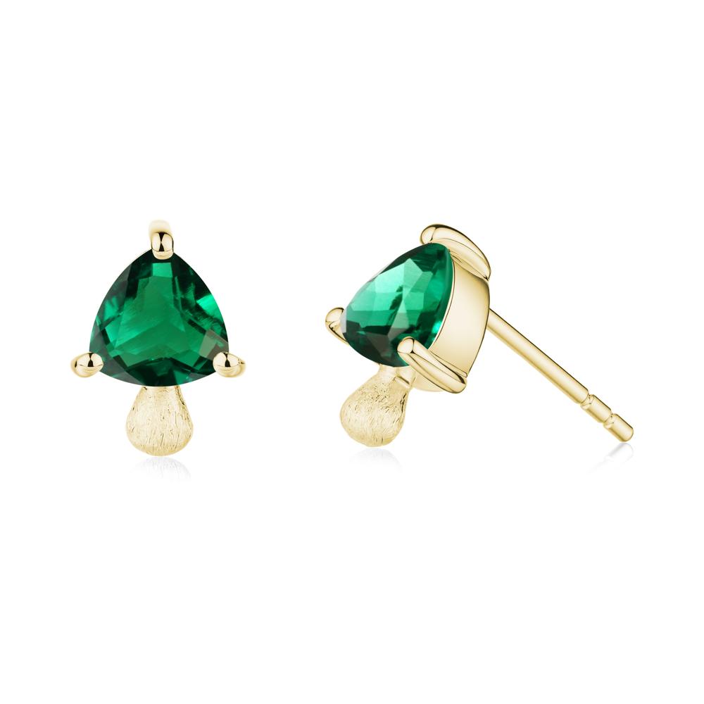Emerald Mini Mushroom Stud Earrings - LUO Jewelry #metal_18k yellow gold