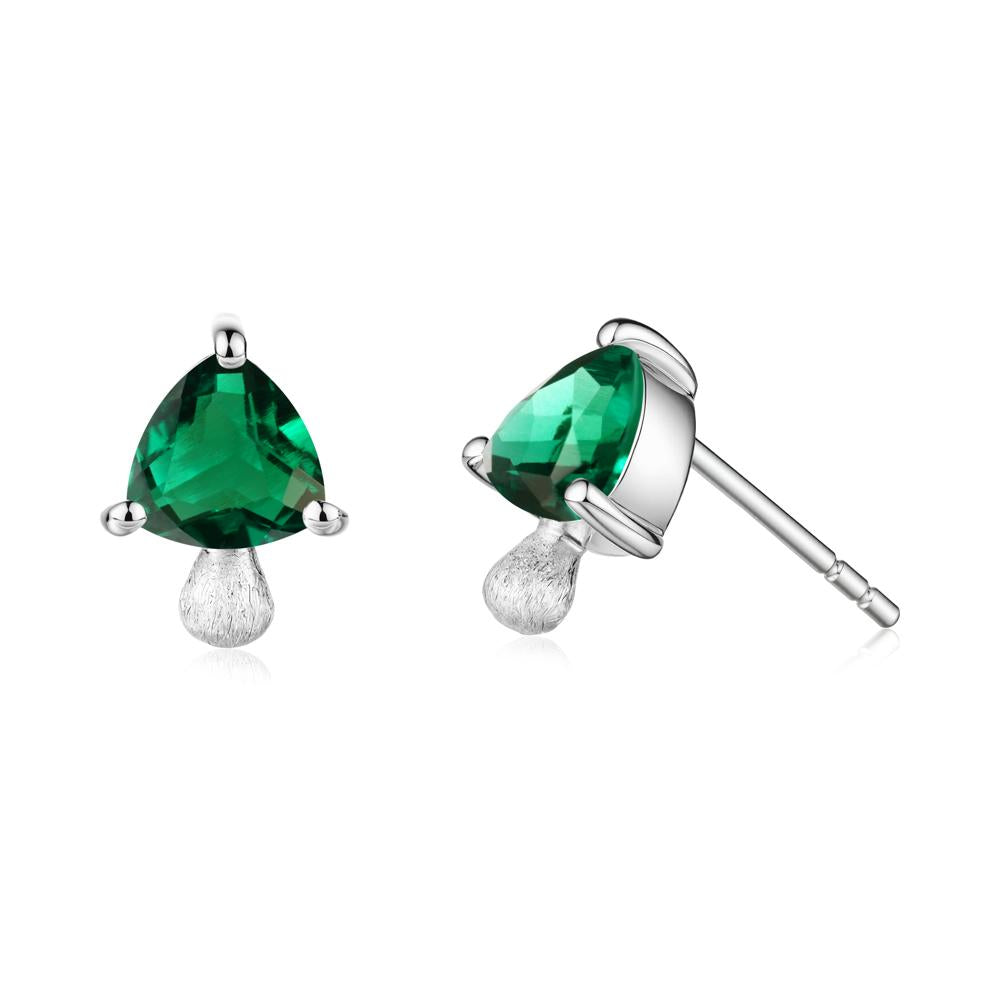 Emerald Mini Mushroom Stud Earrings - LUO Jewelry #metal_sterling silver