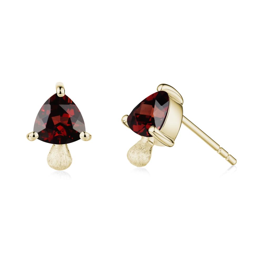 Garnet Mini Mushroom Stud Earrings - LUO Jewelry #metal_14k yellow gold
