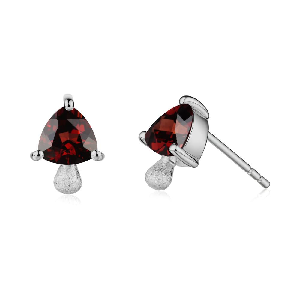 Garnet Mini Mushroom Stud Earrings - LUO Jewelry #metal_platinum