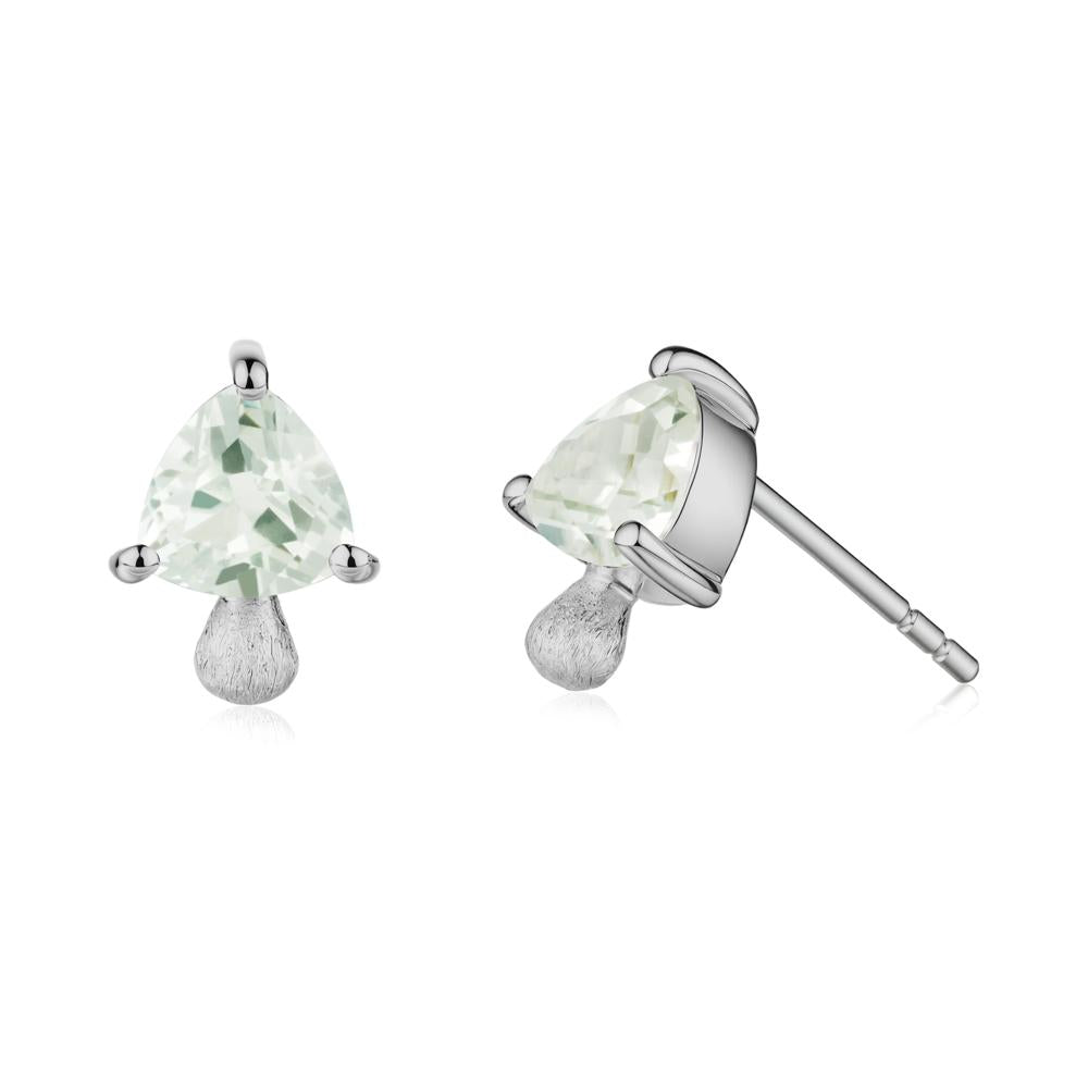 Mushroom Trillion Cut Green Amethyst Stud Earrings - LUO Jewelry #metal_platinum