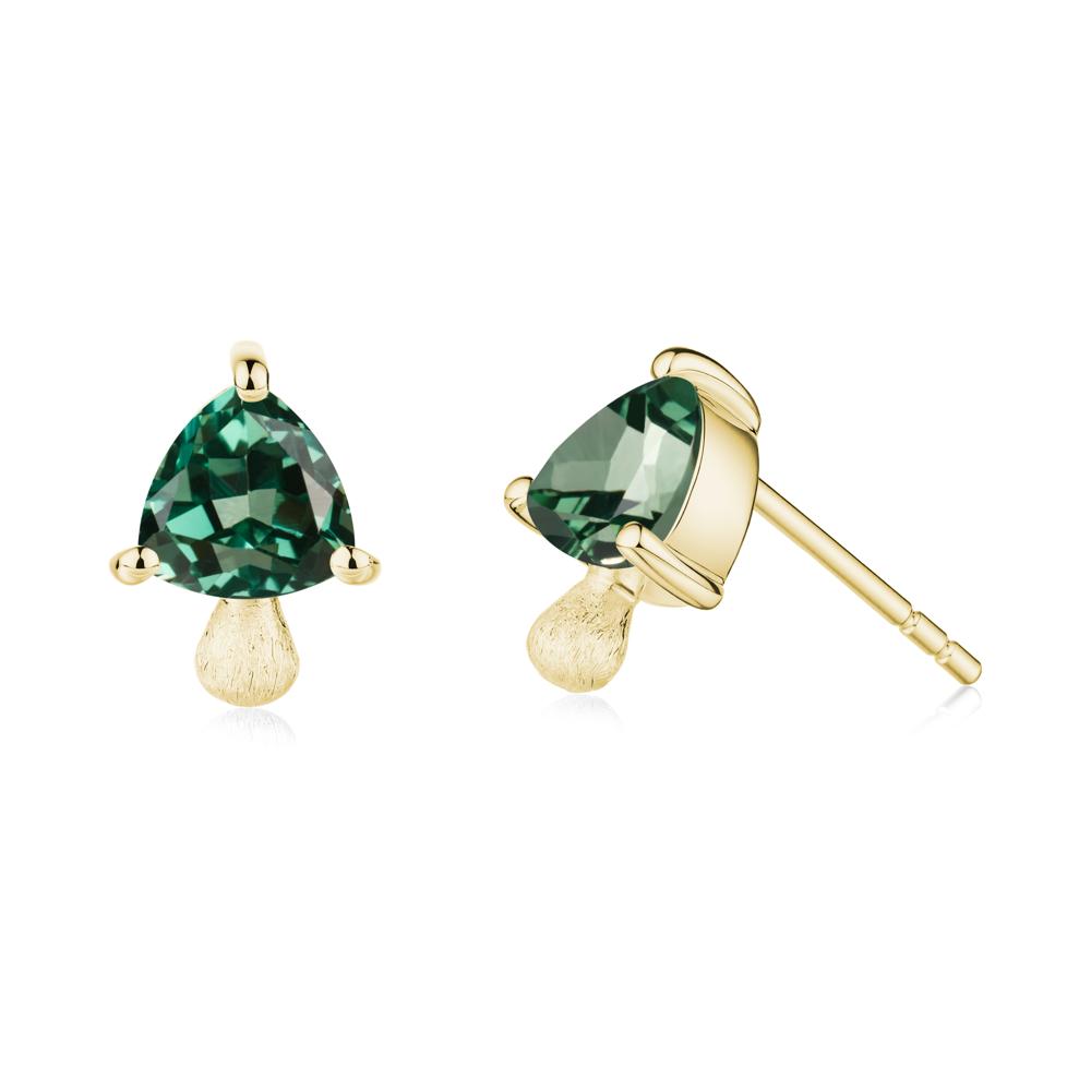 Green Sapphire Mini Mushroom Stud Earrings - LUO Jewelry #metal_18k yellow gold