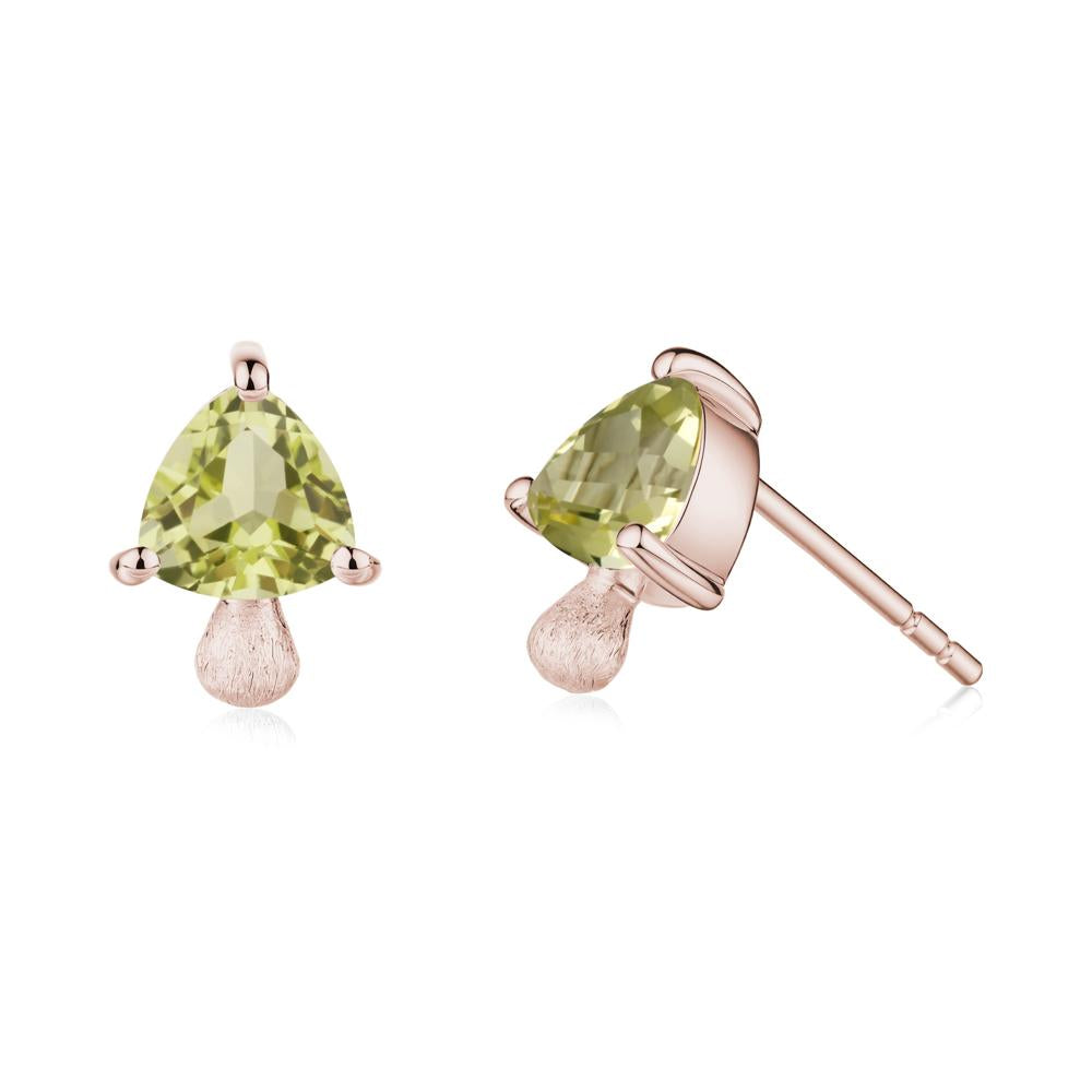 Lemon Quartz Mini Mushroom Stud Earrings - LUO Jewelry #metal_14k rose gold