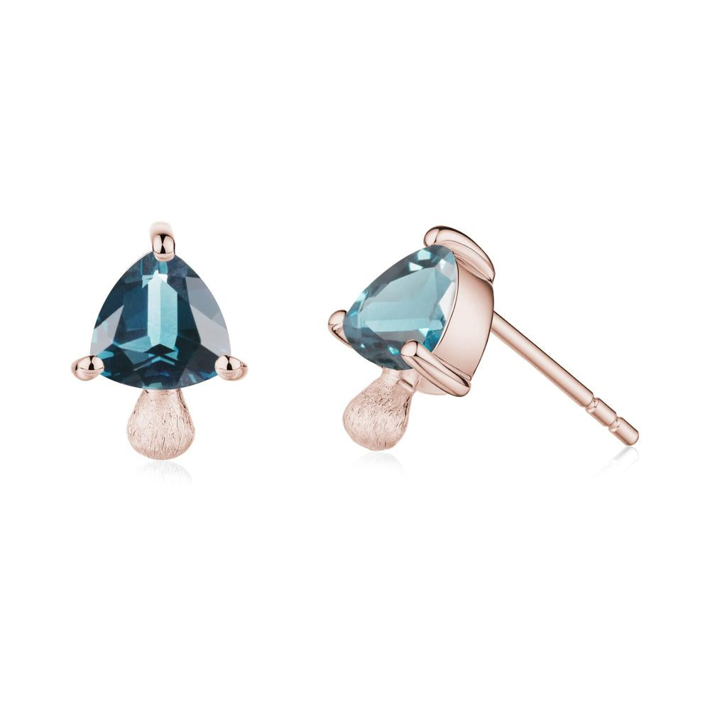 London Blue Topaz Mini Mushroom Stud Earrings - LUO Jewelry #metal_14k rose gold